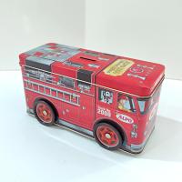 Vintage Alpo Millennium Fire Engine Tin Coin Bank, Rolling Fire Truck Tin Storage Container, Y2K Collectible Tin