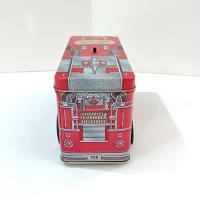 Vintage Alpo Millennium Fire Engine Tin Coin Bank, Rolling Fire Truck Tin Storage Container, Y2K Collectible Tin