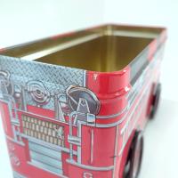 Vintage Alpo Millennium Fire Engine Tin Coin Bank, Rolling Fire Truck Tin Storage Container, Y2K Collectible Tin