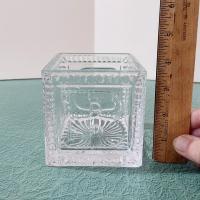 Vintage Glass Baby Cube Box, Storage Holder, Planter Pot