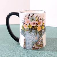 Vintage Signature Dining Floral Elephant Ceramic Coffee Tea Mug