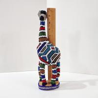 Vintage Mexican Folk Art Hand Crafted Glass Bead Wooden Giraffe Figurine