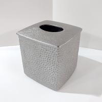 Vintage Hammered Glittery Silver Metal Tissue Box Cover Holder