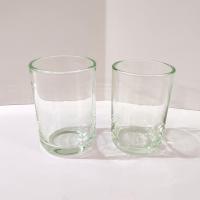 Vintage Handblown Green Glass Tumblers, Set of Two, Juice Glasses