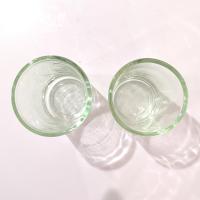 Vintage Handblown Green Glass Tumblers, Set of Two, Juice Glasses