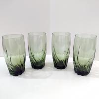 Vintage Anchor Hocking Central Park Ivy Green Iced Tea Glasses, Set of Four