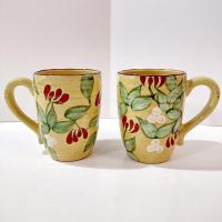 Vintage Artland Margaux Collection Ceramic Coffee Tea Mugs, Set of Two, Tuscan Style Mugs