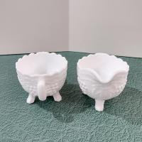 Vintage Imperial Glass Satin Grapes Milk Glass Sugar and Creamer Set