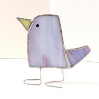 Stained Glass Standing Bird, Funky Glass Bird, Purple Bird Suncatcher, Windowsill Sitter