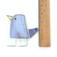 Stained Glass Standing Bird, Funky Glass Bird, Purple Bird Suncatcher, Windowsill Sitter