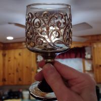 Vintage Libbey Prado Tawny Brown Scroll Wine Glasses, Set of Four
