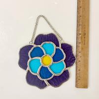 Stained Glass Blue and Purple Flower Suncatcher