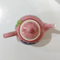 Vintage Laurie Gates Hydrangea Ceramic Pink Spongeware Tea Pot
