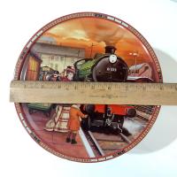 Vintage Jacobsen's of Denmark Butter Cookie Train Station Tin, Large Round Train Themed Metal Storage Tin.