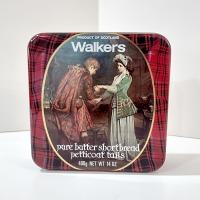 Vintage Walkers Pure Butter Shortbread Petti Coat Tails Tin Box, Scotland Cookie Tin, Flora McDonalds Farewell to Bonnie Prince Charlie Tin