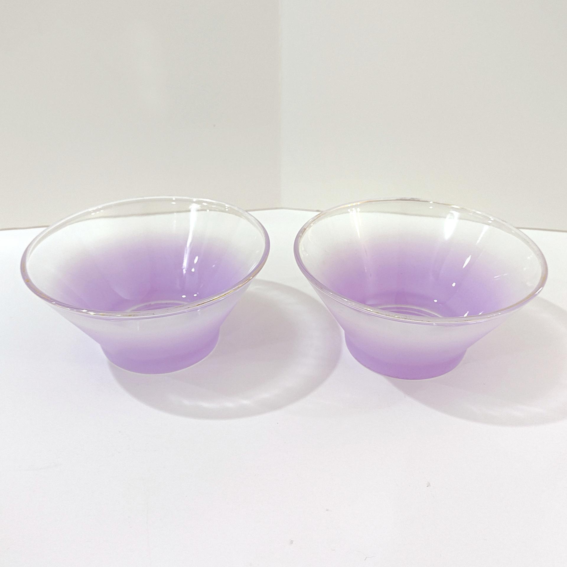 Vintage Purple Blendo Glass Dip Salad Bowls, Set of 2, MCM Glassware