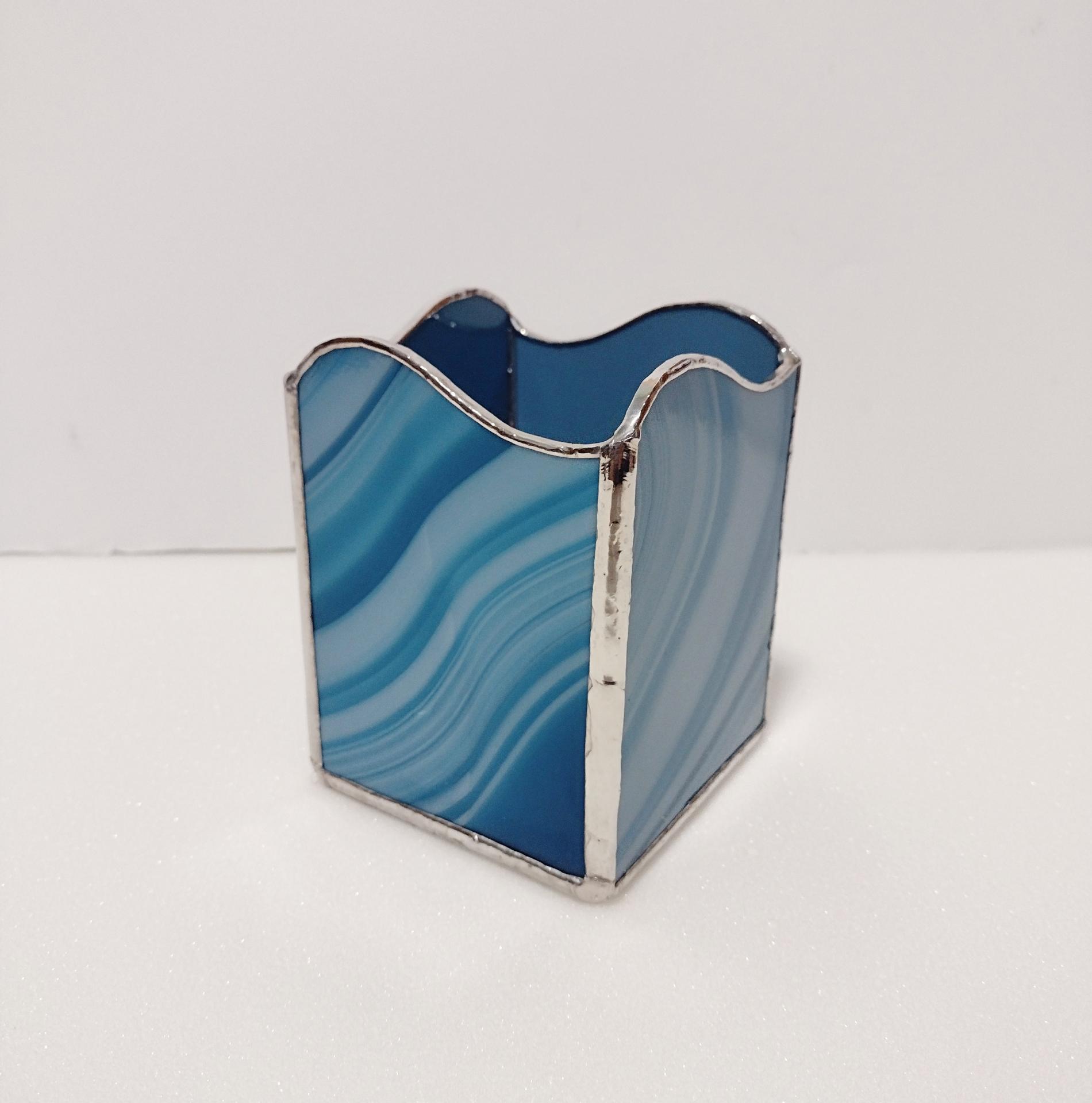 Stained Glass Pencil Pen Utensil Holder, Desk Accessory, Remote Control Organizer