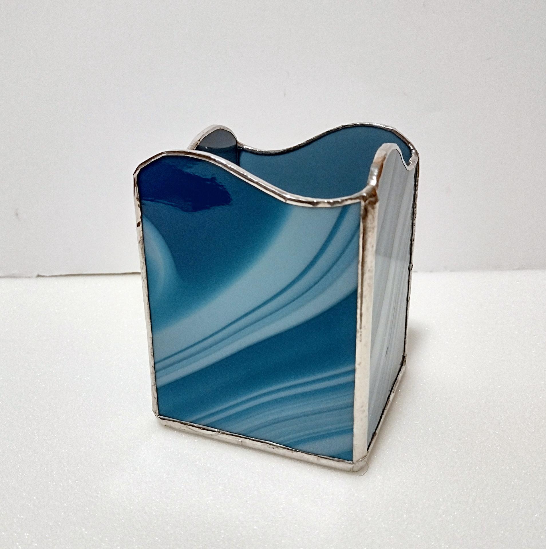 Stained Glass Pencil Pen Utensil Holder, Desk Accessory, Remote Control Organizer