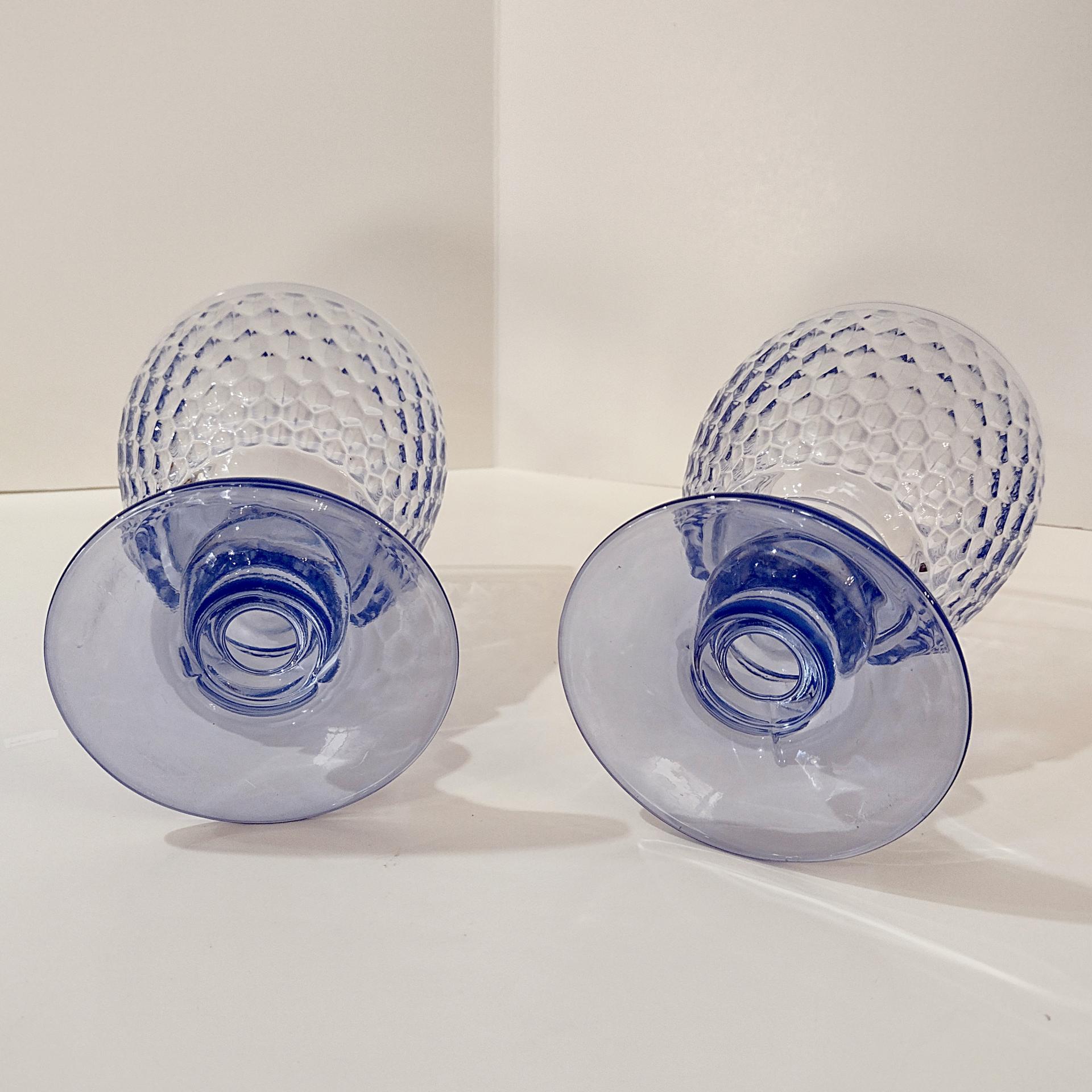 Vintage Villeroy and Boch Boston Blue Glass Water Goblets, Set of 2
