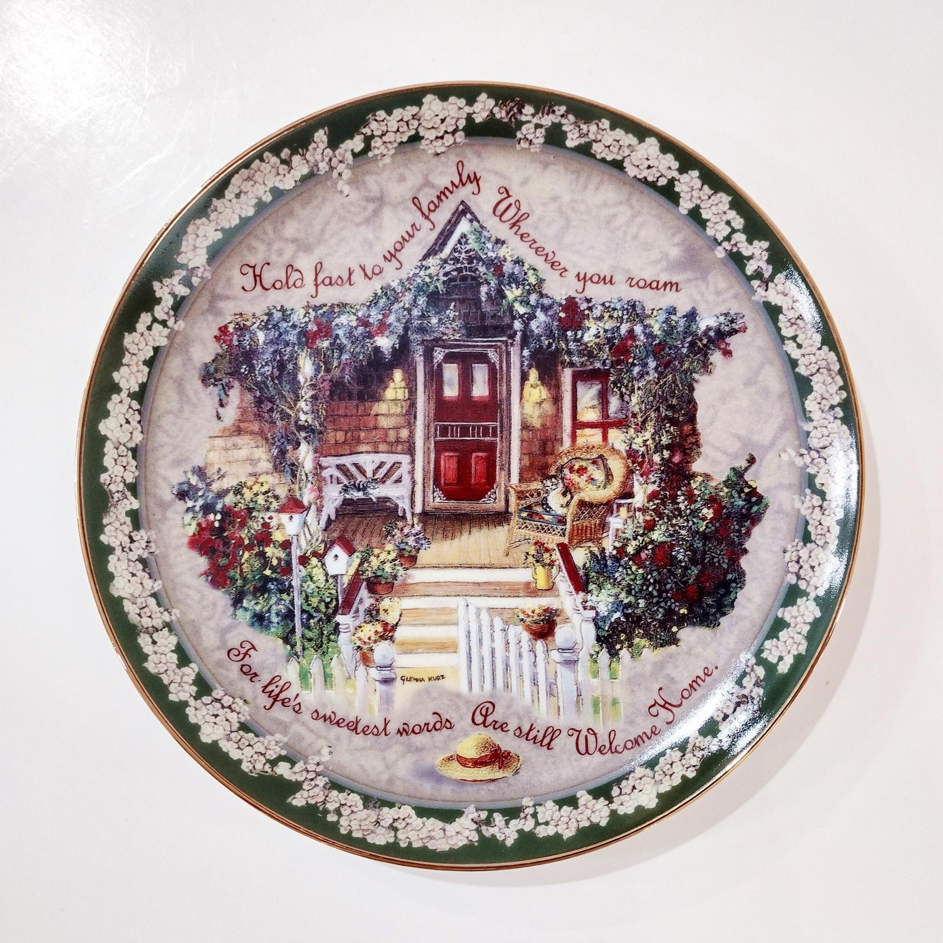 Vintage Bradford Exchange Welcome Home Series Collectible Plates, Set of 3, Hold Fast to Your Family, Cherish Your Family, Rejoice in the Small Things