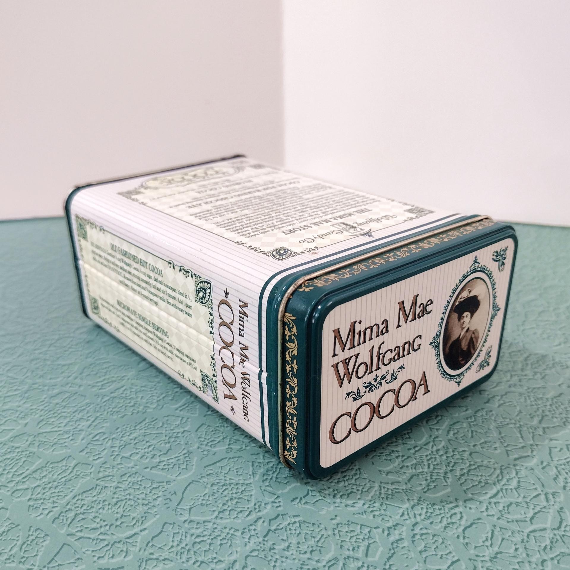 Vintage Mima Mae Wolfgang Cocoa Tin Box, Retro Metal Storage Container