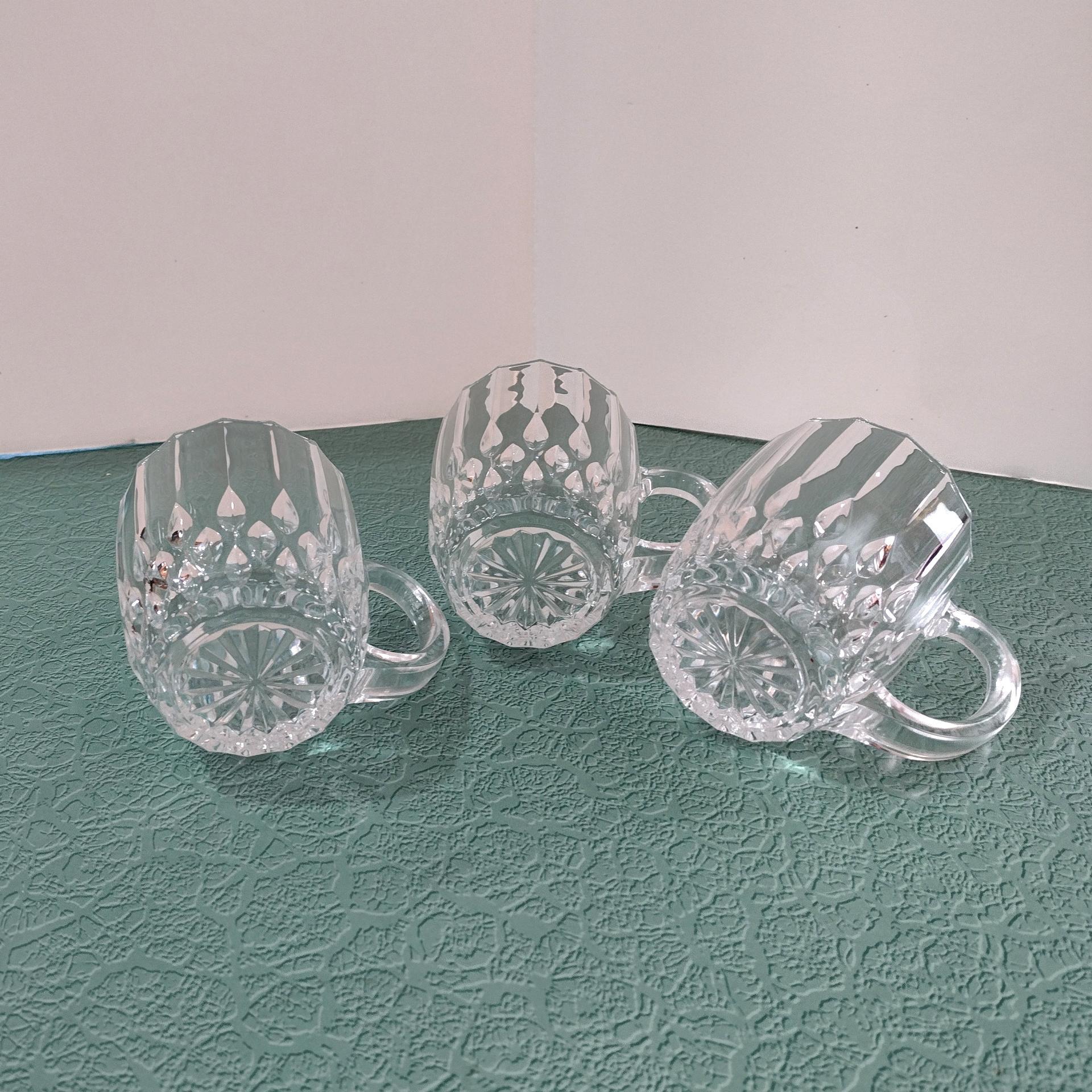 Vintage Cristal D'Arques Durand Bretagne 24% Lead Crystal Mugs, Set of 3