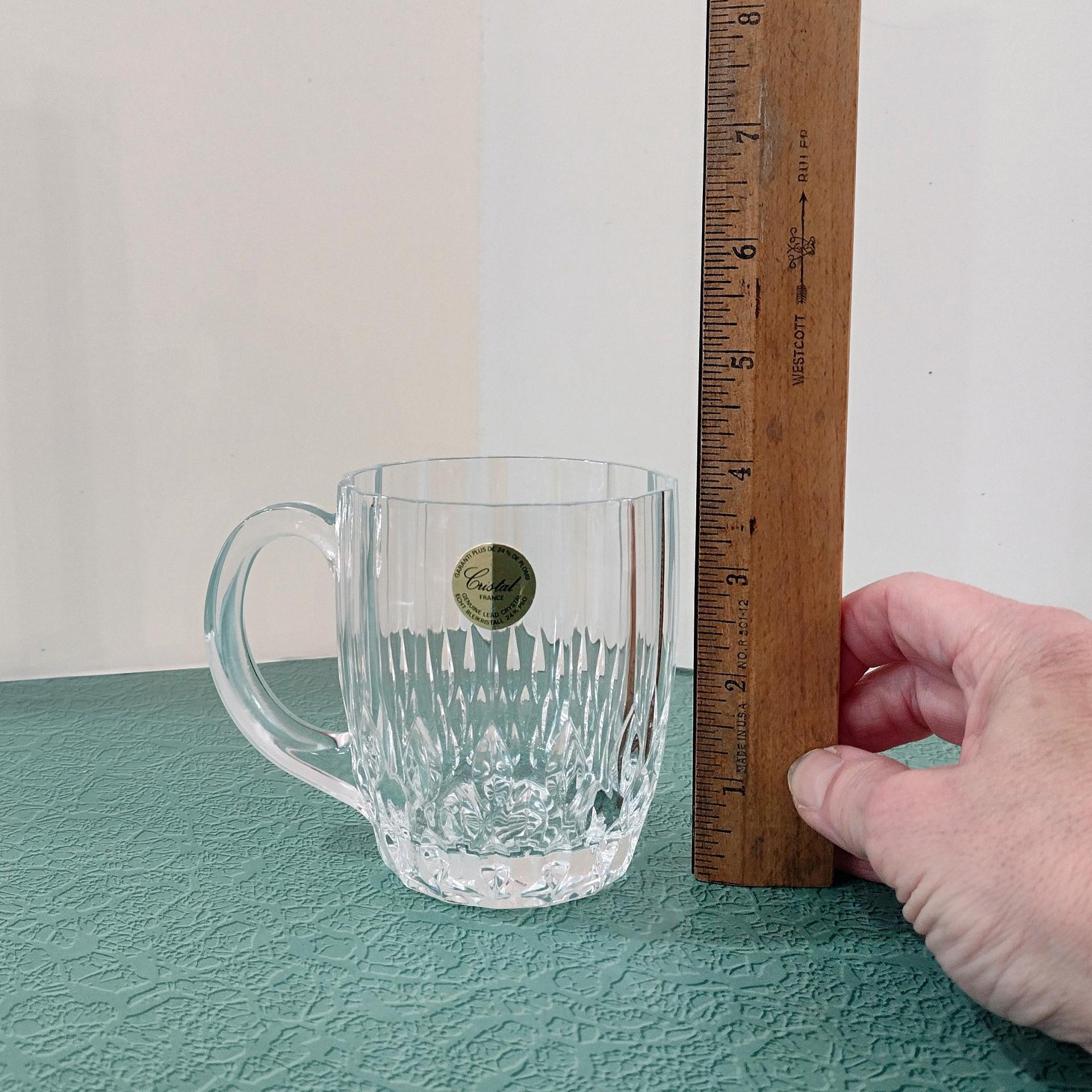 Vintage Cristal D'Arques Durand Bretagne 24% Lead Crystal Mugs, Set of 3