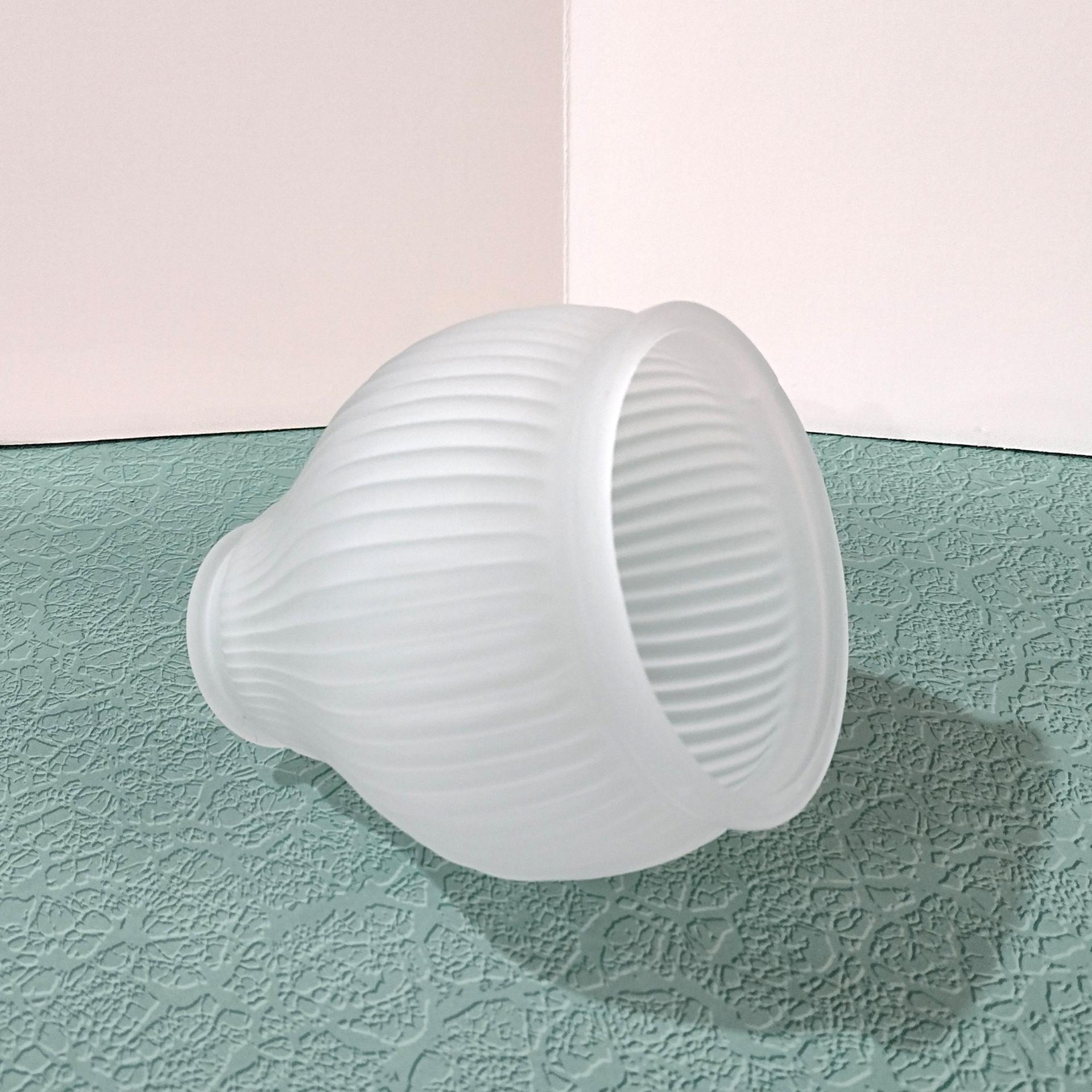 Vintage Ribbed White Satin Glass Lamp Shade, Replacement Light Shade
