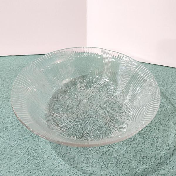 Vintage Arcoroc Canterbury Crocus 9" Salad Serving Bowl, Clear Glass Fruit Bowl