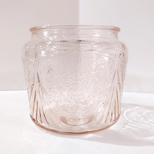 Vintage Hazel Atlas Royal Lace Pink Glass Cookie Biscuit Jar, 1930's Depression Glass Jar