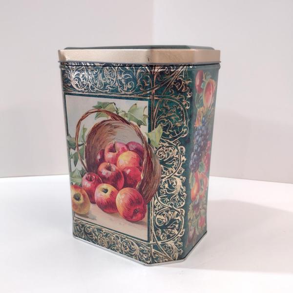 Vintage Natco Fruit Apples Grapes Basket Storage Tin, Original Double Chocolate Chip Cookies Tin Container