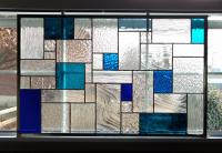 Custom Geometric Stained Glass Window Panel