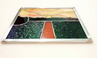 Ocean Sunset Stained Glass Window Panel