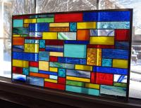 Custom Geometric Stained Glass Window Panel