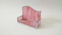 Business Card Holder, Pink Swirled Opalescent Glass, Custom Colors Available