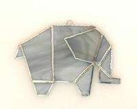 Stained Glass Elephant Suncatcher, Gray or Blue