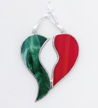 Italian or Mexican Flag Unity Heart Stained Glass Suncatcher, Custom Colors Available