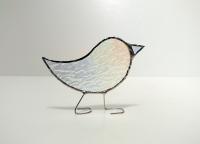 Stained Glass Standing Bird, Clear Iridescent