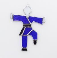 Stained Glass Karate Man Martial Arts Suncatcher, Custom Colors Available