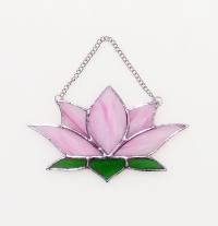 Pink Lotus Flower Stained Glass Suncatcher, Custom Colors Available