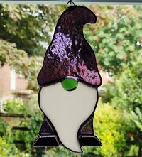 Purple Stained Glass Gnome / Elf Suncatcher