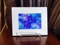 Alcohol Ink Painting Grouping, Set of 2, Purple and Blue Pearlized Fluid Art