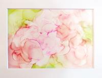 Alcohol Ink Painting, 5 x 7 Matted to 8 x 10, Pastel Floral Abstract