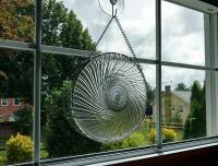 Vintage Pinwheel Pressed Glass Plate Window Hanging