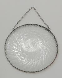 Vintage Pinwheel Pressed Glass Plate Window Hanging