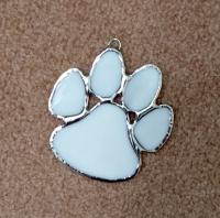 Stained Glass Paw Print Suncatcher, White, Custom Colors Available