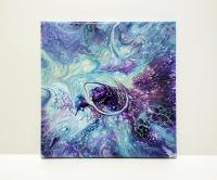 Blue and Purple Swirl II Abstract Acrylic Painting, 12" x 12"