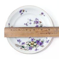 Vintage Meito Adele Orleans Shape Bread Appetizer Plates, Set of 5, Purple and Yellow Violets Floral Design China