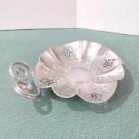 Vintage Stamped Aluminum Serving Tray, Tulip Design Metal Candy Snack Dish
