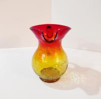 Vintage Amberina Crackle Glass Pitcher, Kanawha Crackle Glass Vase